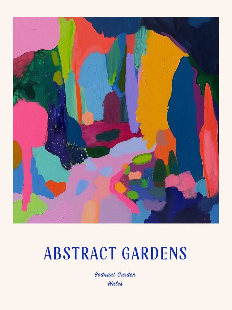 Colourful Gardens Bodnant Garden United Kingdom 3 Blue Poster