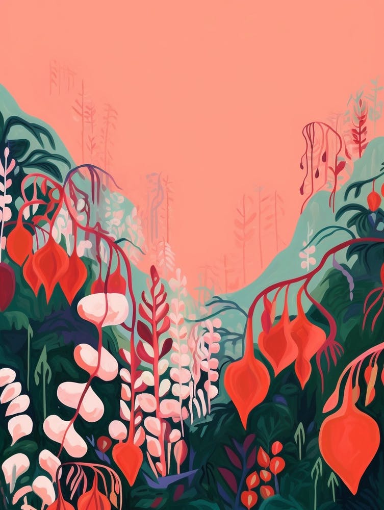 Boho Wildflower Painting Bleeding Heart Dicentra 2