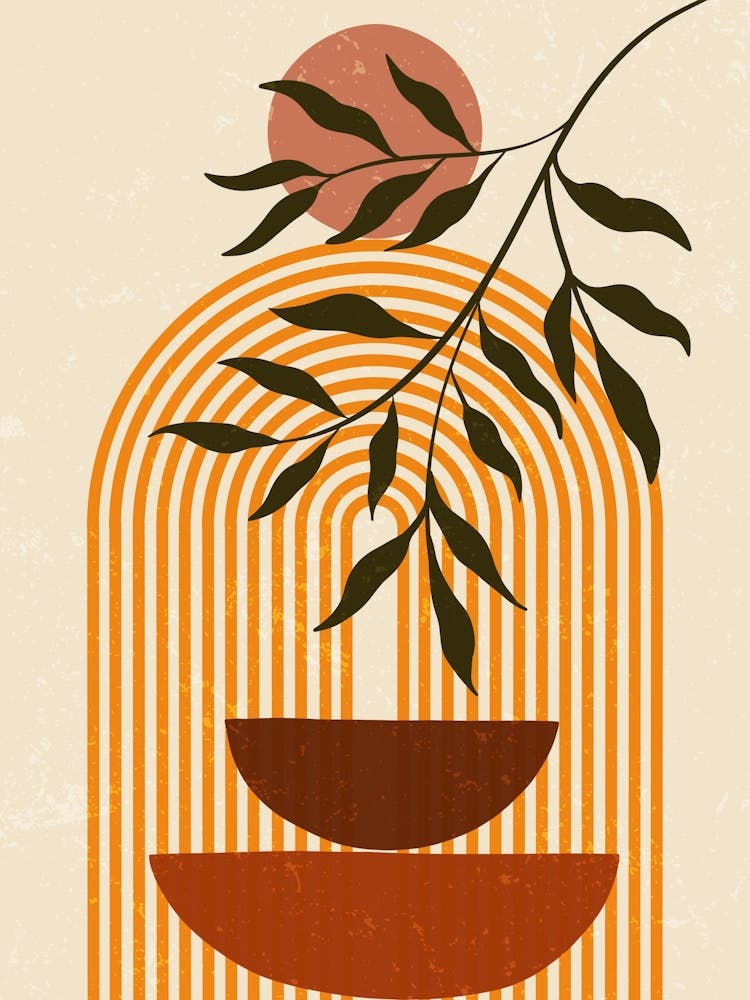 Abstract Geometric with Leaves