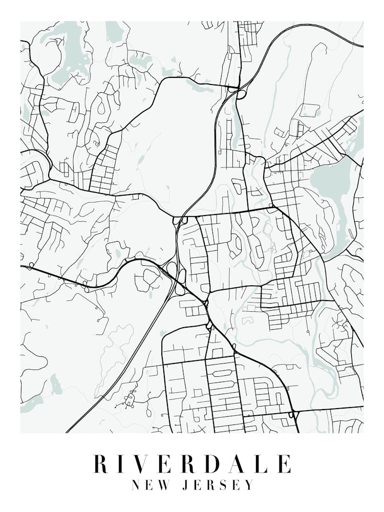 Riverdale New Jersey Street Map Minimal Color