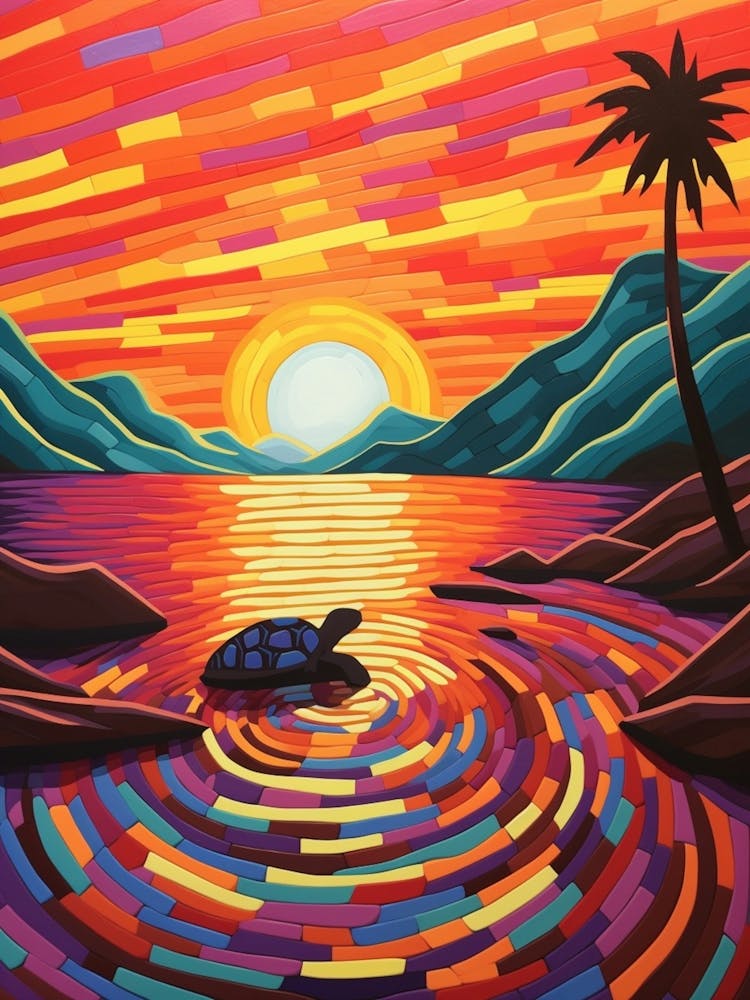 Sea Turtle Geometric Brushstrokes 2