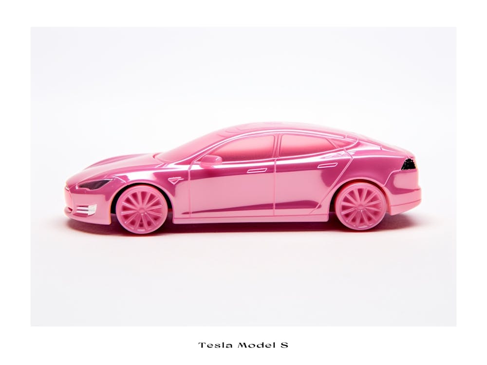 Toy Car Tesla Model S Pink Poster