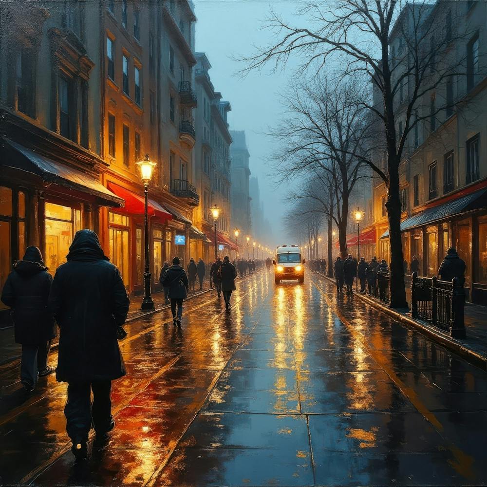 Regnerische Nacht in Paris