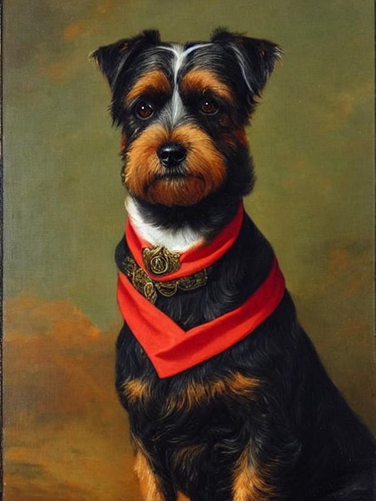 Border Terrier Renaissance Portrait Oil Painting