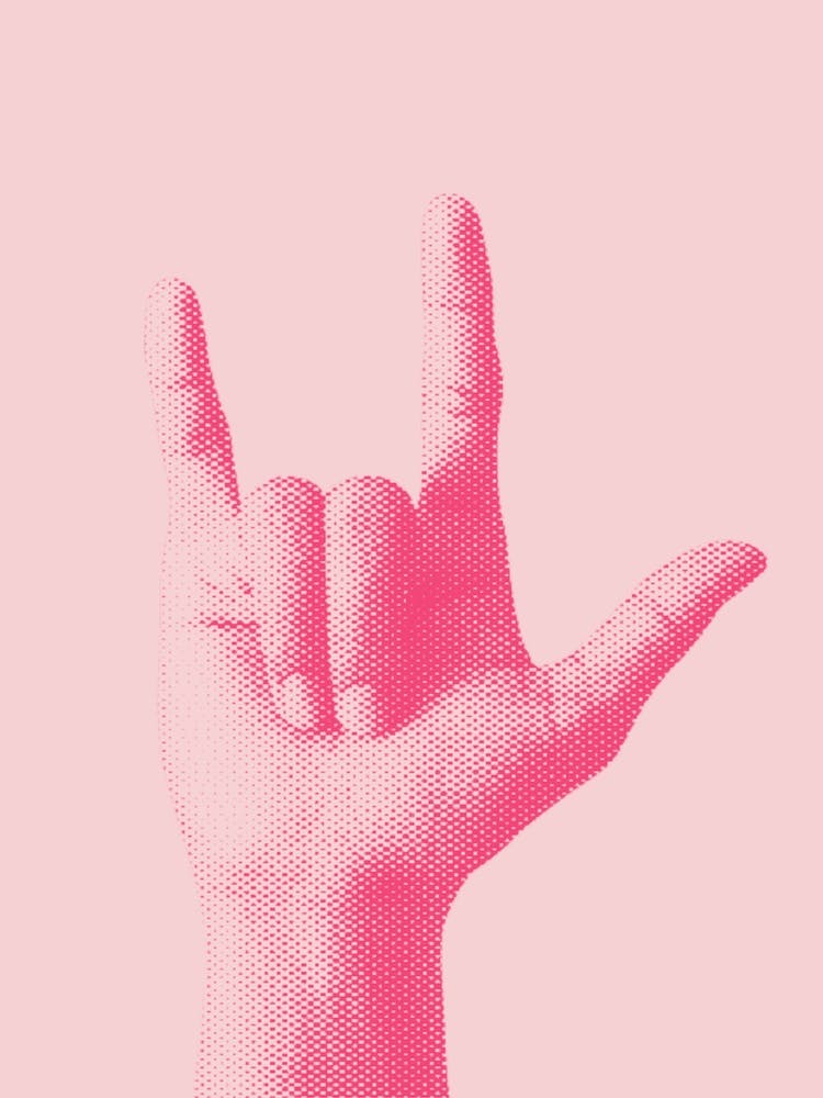 Pink Rock Hand Sign