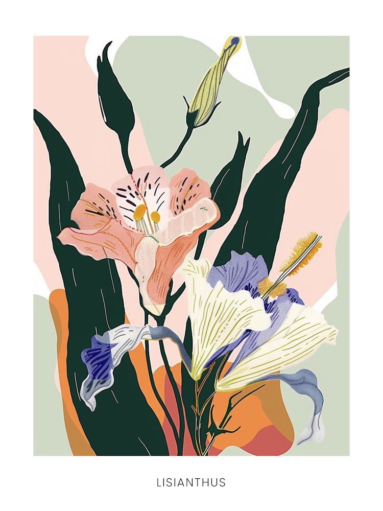 Colourful Flower Illustration Poster Lisianthus 4