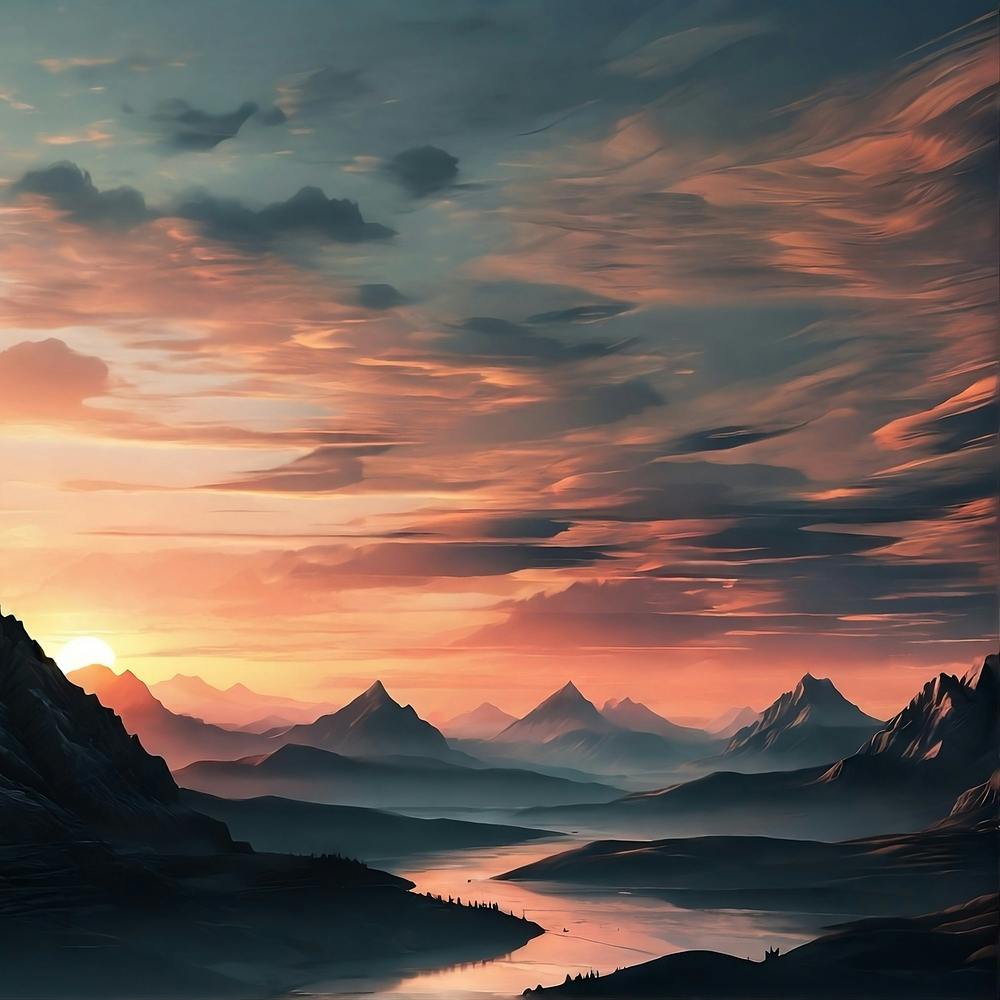 Nature Magic: Mountains with Sunset Art Print by Alpha Graphix – Fy!