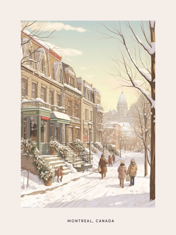 Vintage Winter Poster Montreal Canada