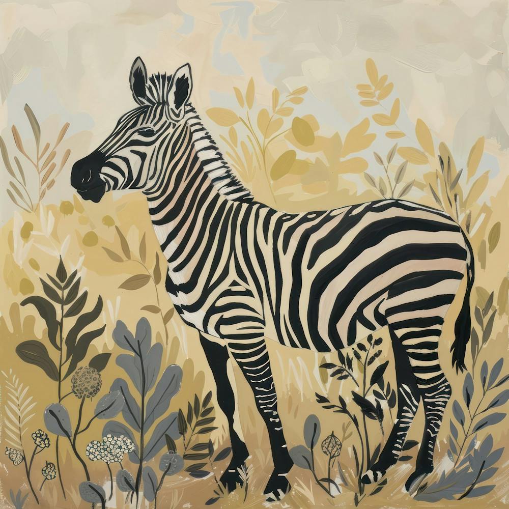 Zebra Pastel Illustration 1