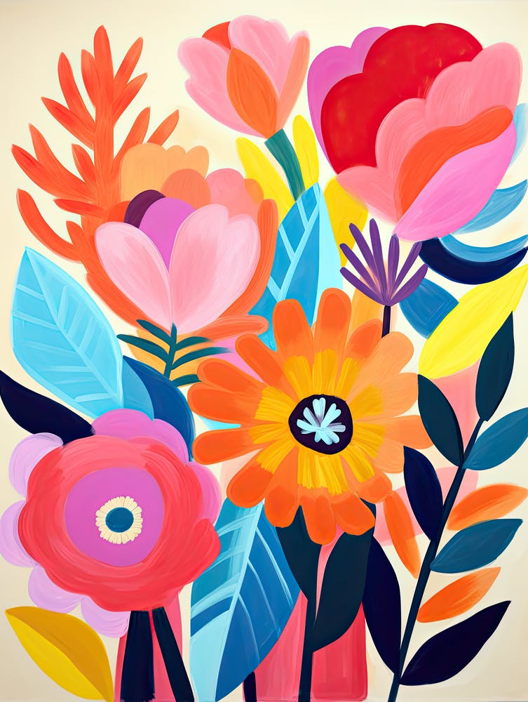 Matisse Style Floral Fusion; Whimsical Elegance