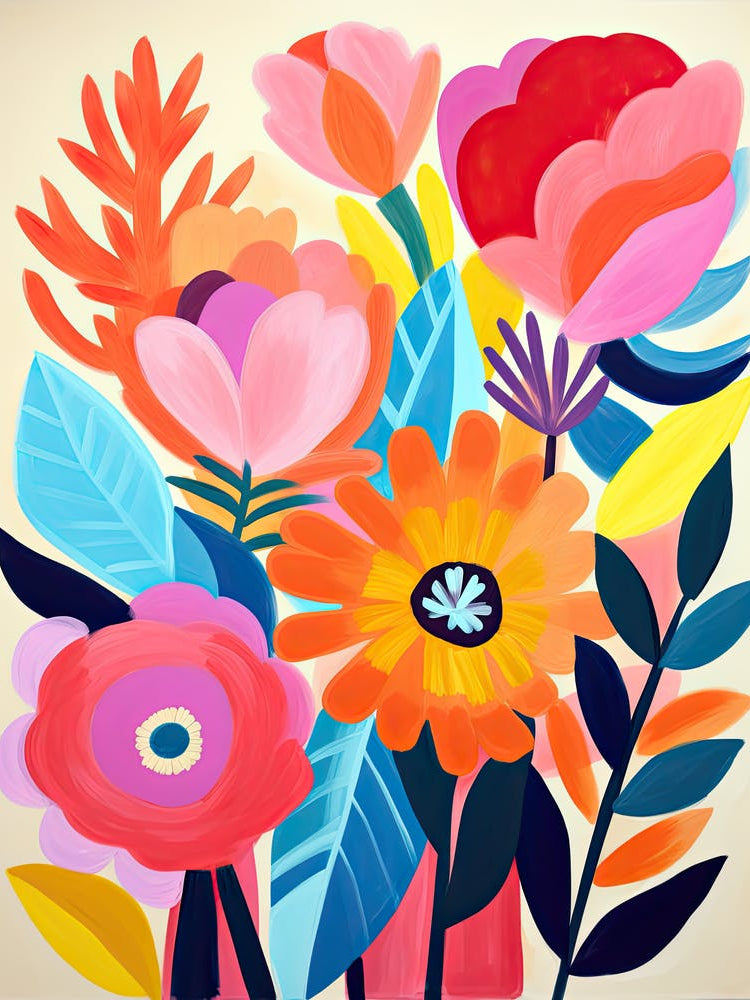 Matisse Style Floral Fusion; Whimsical Elegance