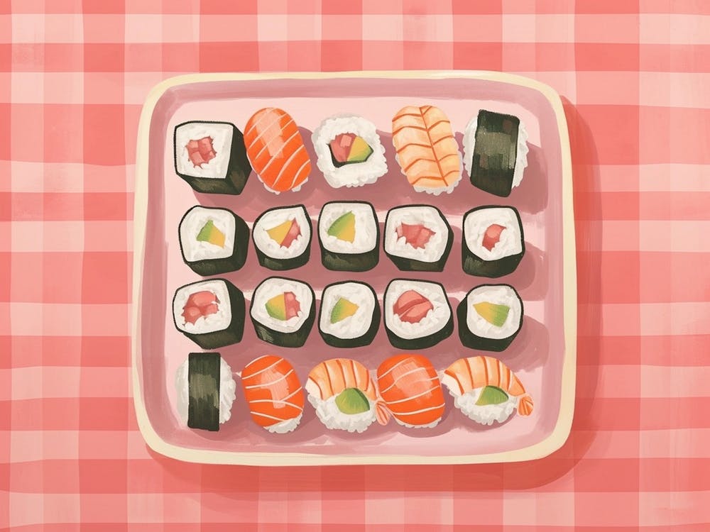 Sushi Selection Pink Checkerboard 1