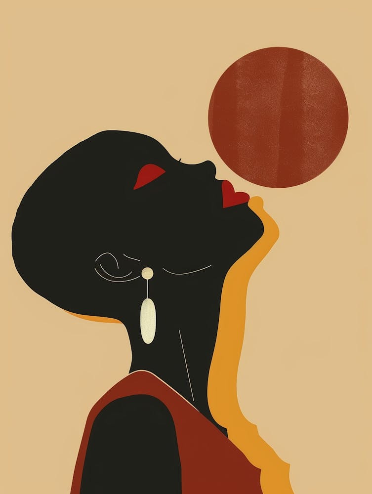 African Woman Blowing A Bubble
