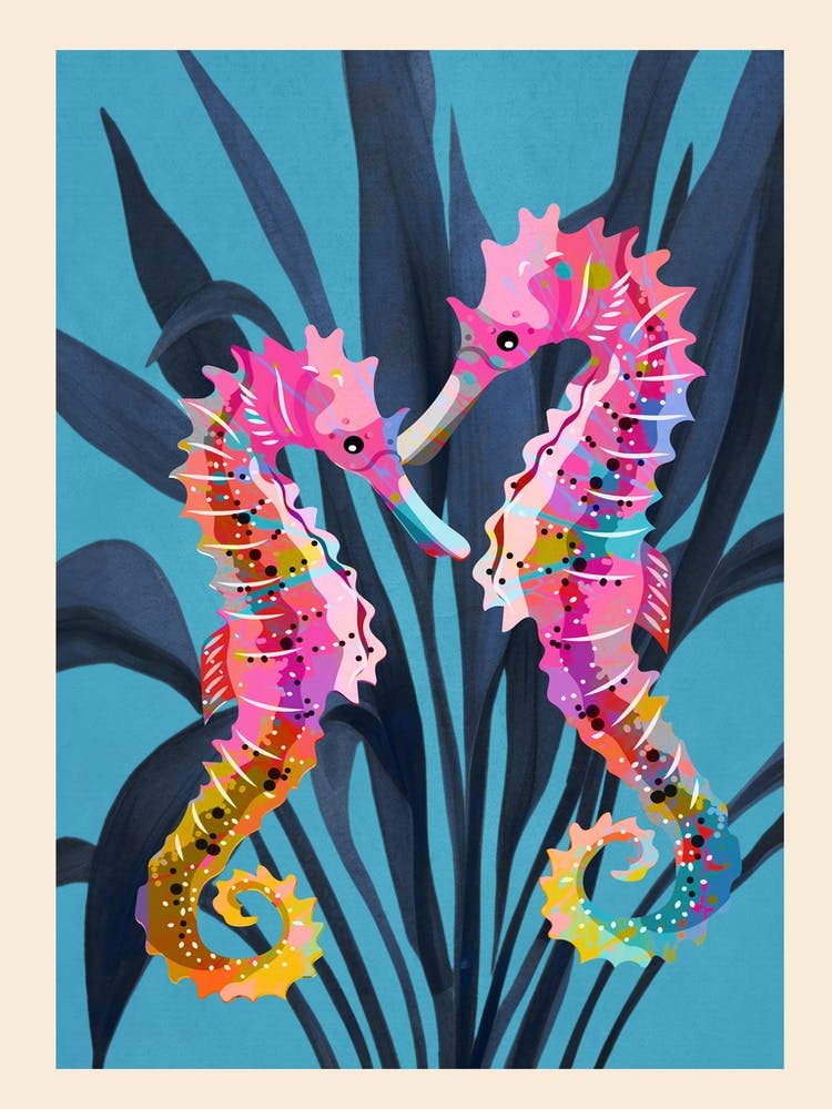 Colorful Seahorses Art 2