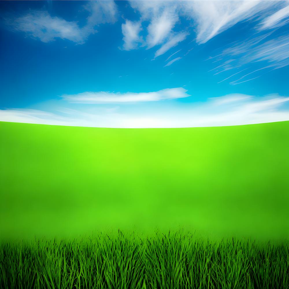Green Grass A Blue Sky And A Background Of Calm Colors Suitable As A Wall Painting With Beautifu (1) (1)