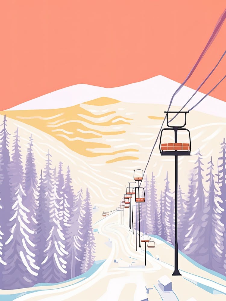 Taos Ski Valley   New Mexico, Usa, Ski Resort Pastel Colours Illustration 1