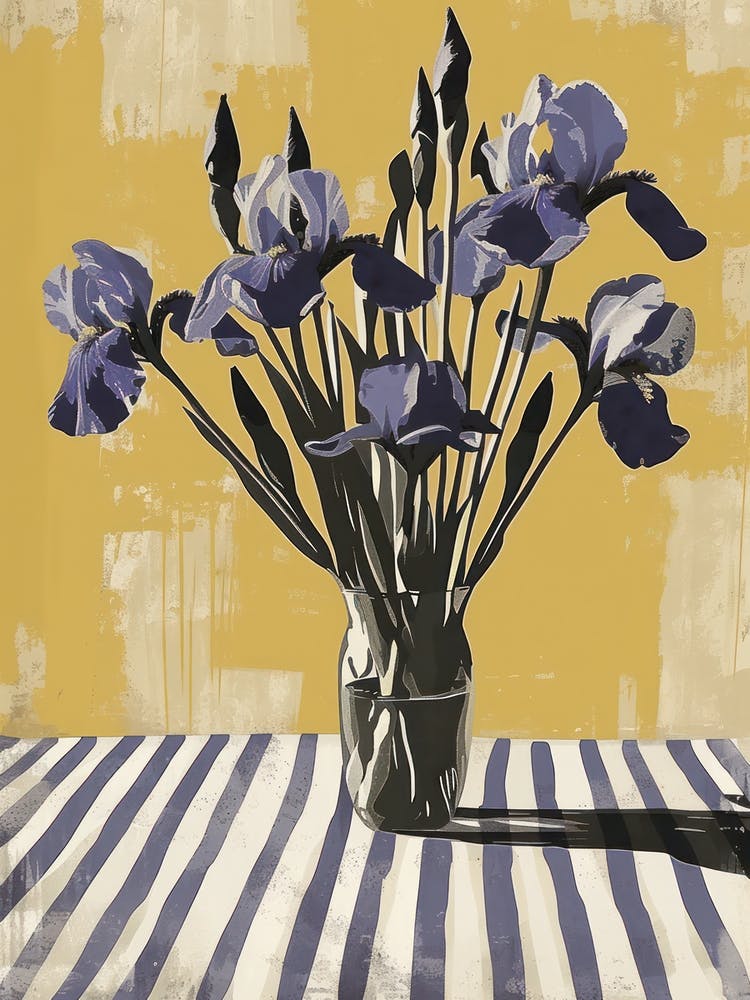 Iris Flowers On A Table   Contemporary Illustration 3