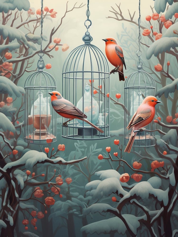Birdcage In The Winter Forest 1