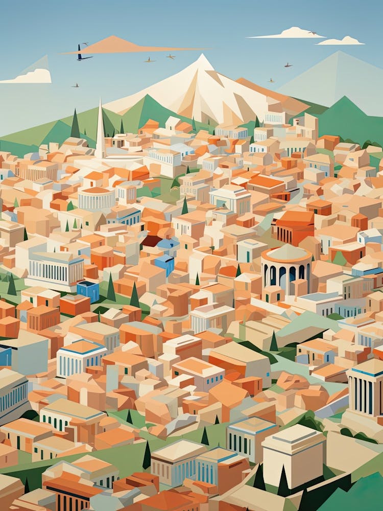 Athens, Greece, Geometric Illustration 3