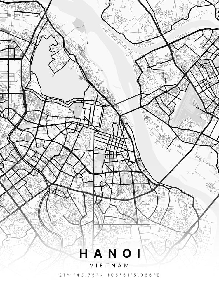 Hanoi Vietnam White Map