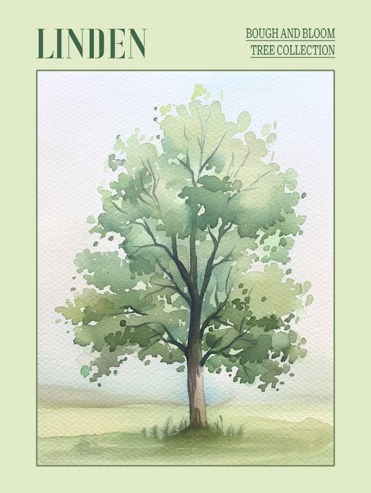 Linden Tree Atmospheric Watercolour Painting 1 Poster