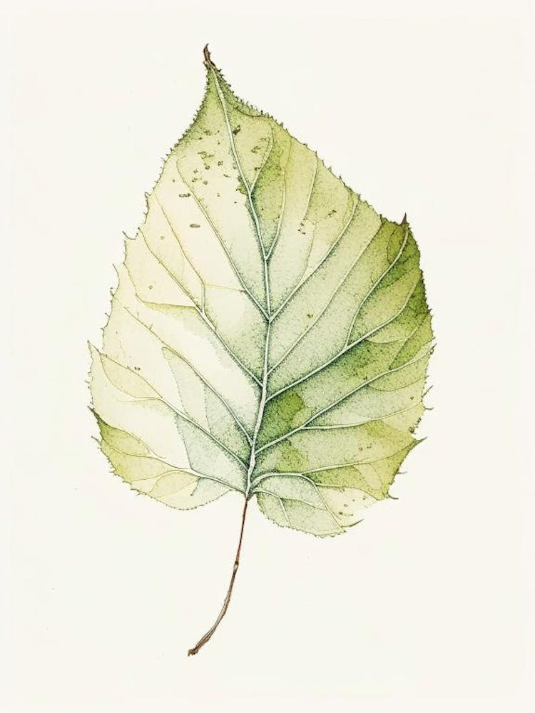 Slippery Elm Leaf Minimalist Watercolour 2