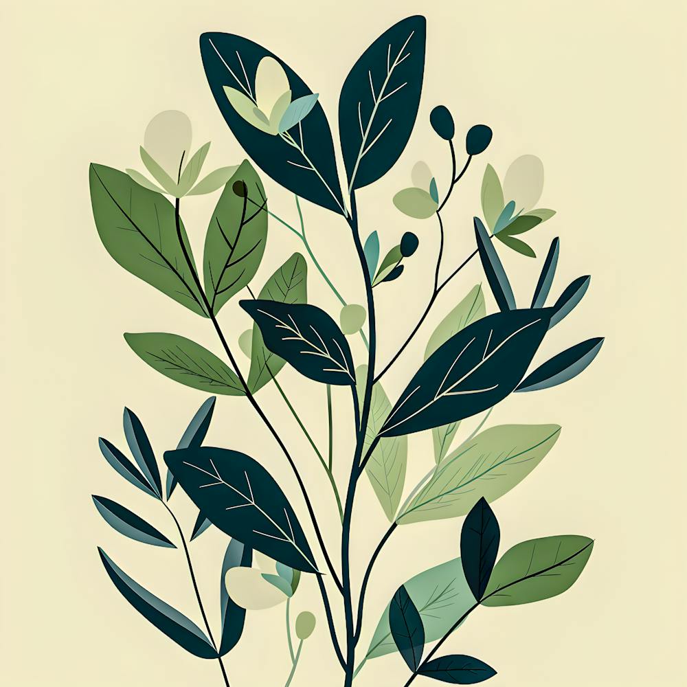 Emerald Branches - botanical art, green foliage, plant print, nature wall art, minimalist decor