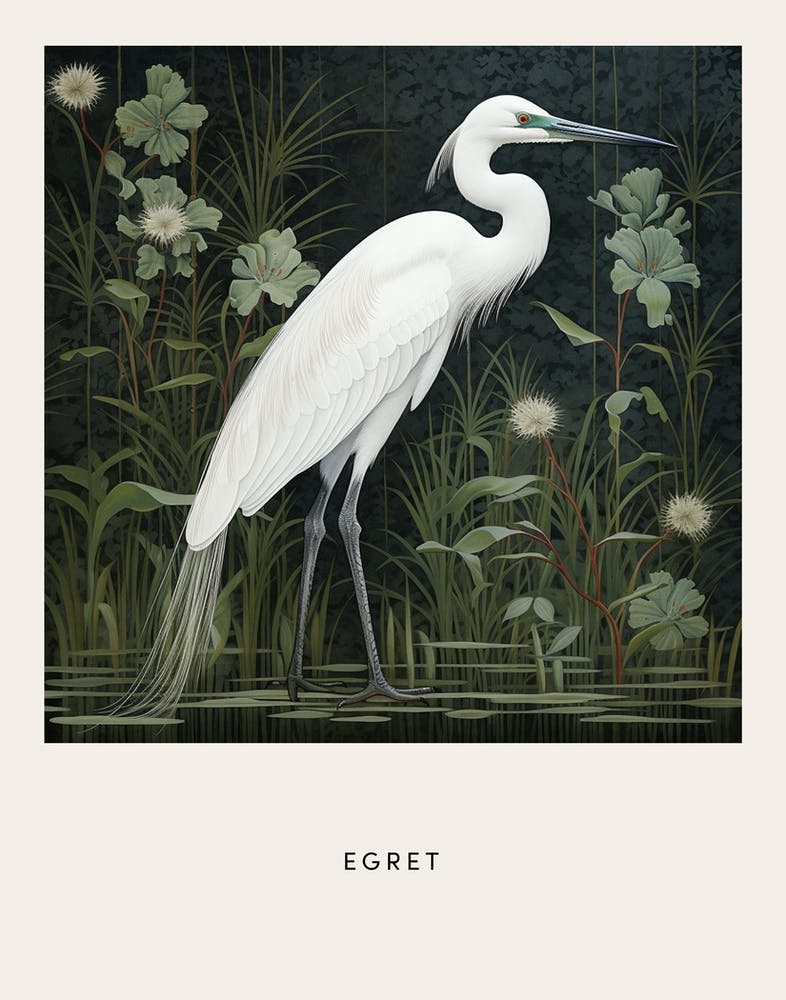 Ohara Koson Inspired Bird Painting Egret 2 Poster