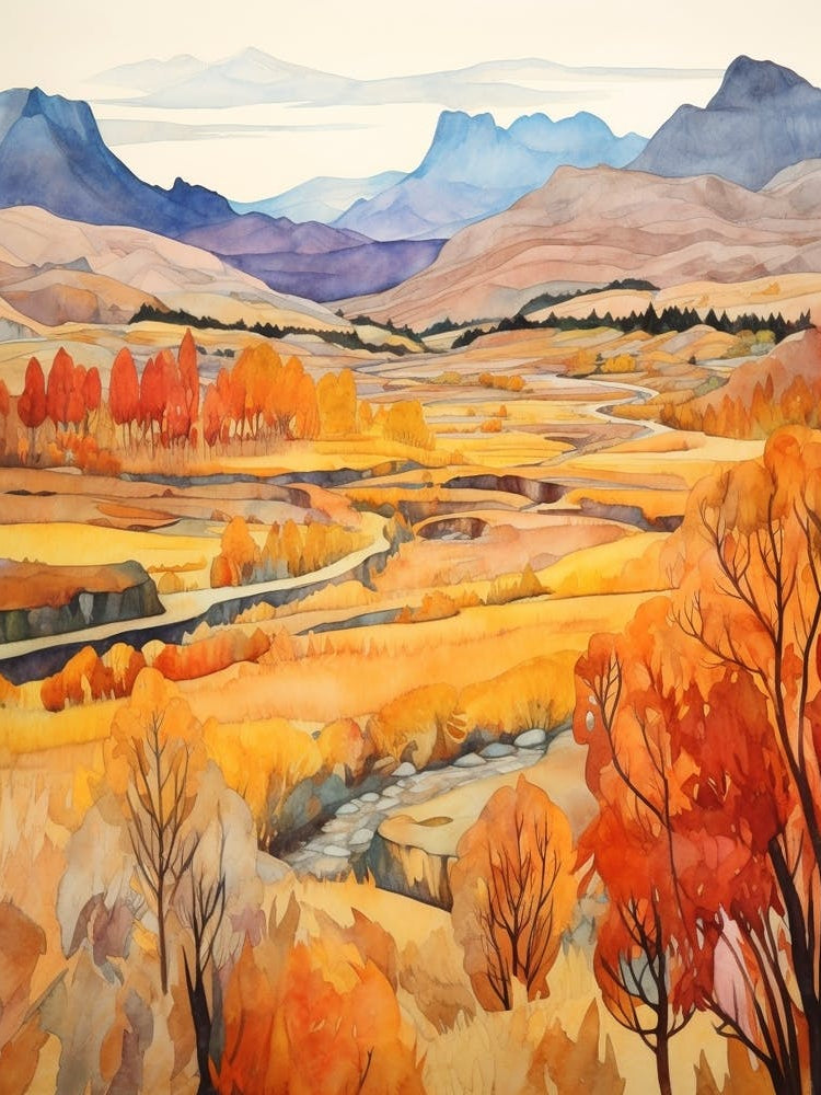 Autumn National Park Painting Torres Del Paine National Park Chile 2