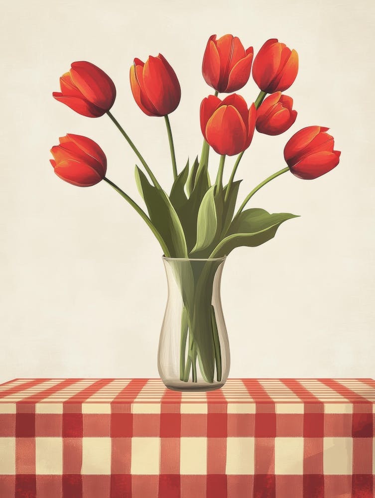Red Tulips In A Vase 3