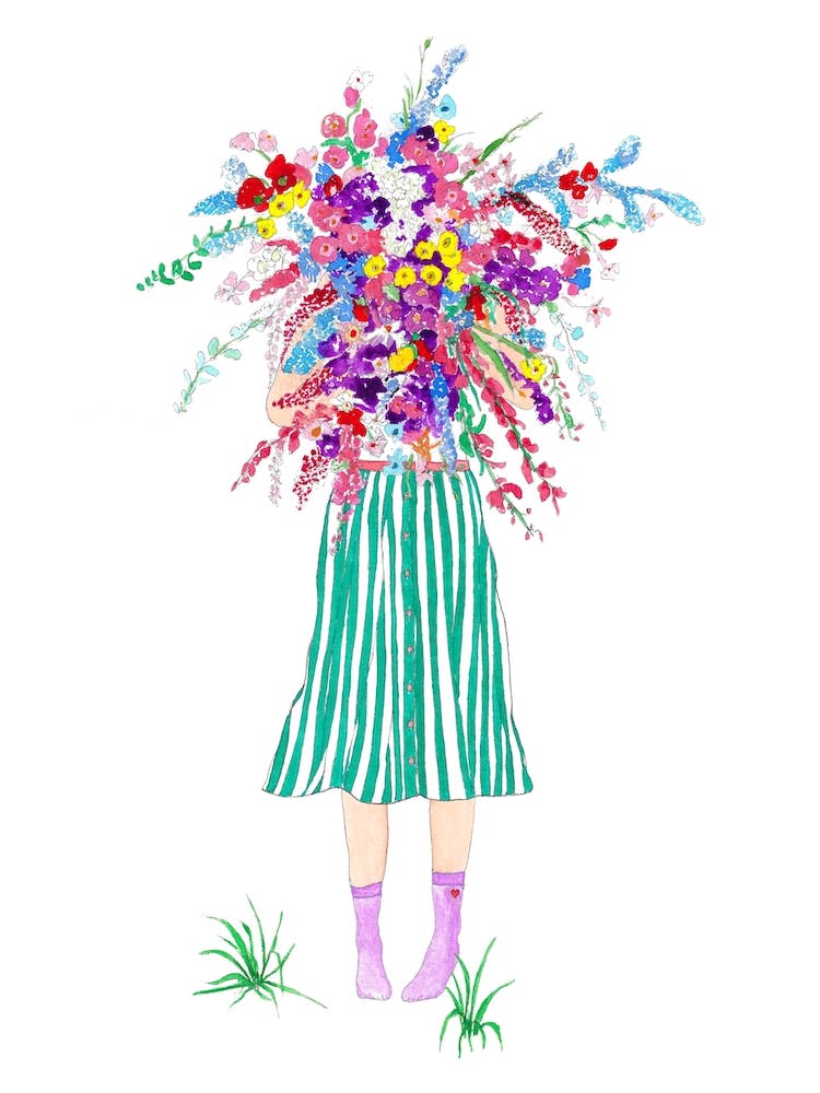 Bouquet Of Flowers Colourful In White