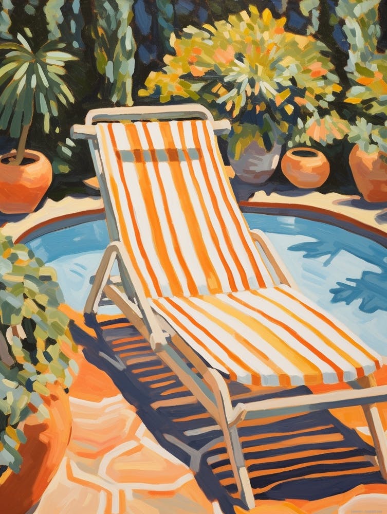 Sun Lounger By The Pool In Milan Italy