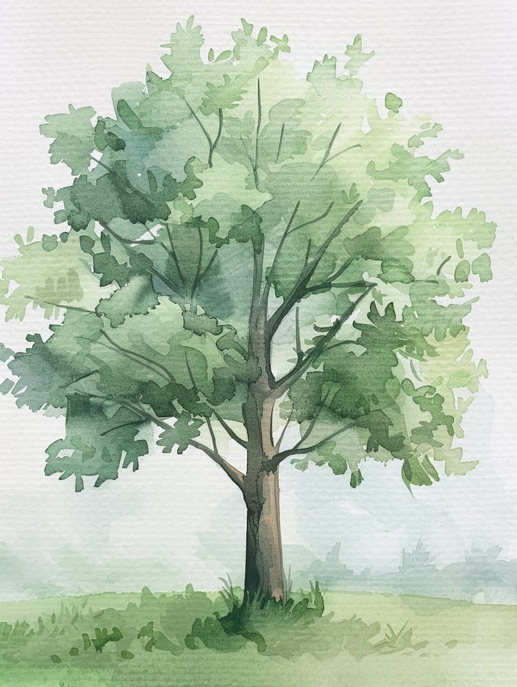 Linden Tree Atmospheric Watercolour Painting 5