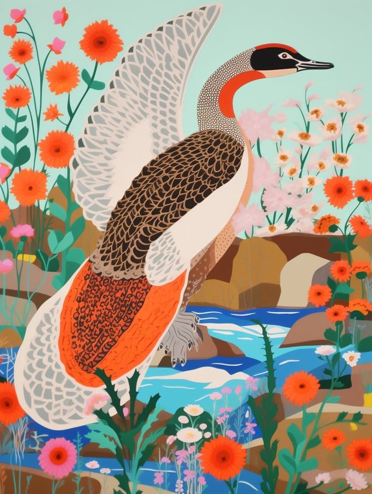 Maximalist Bird Painting Common Loon 1