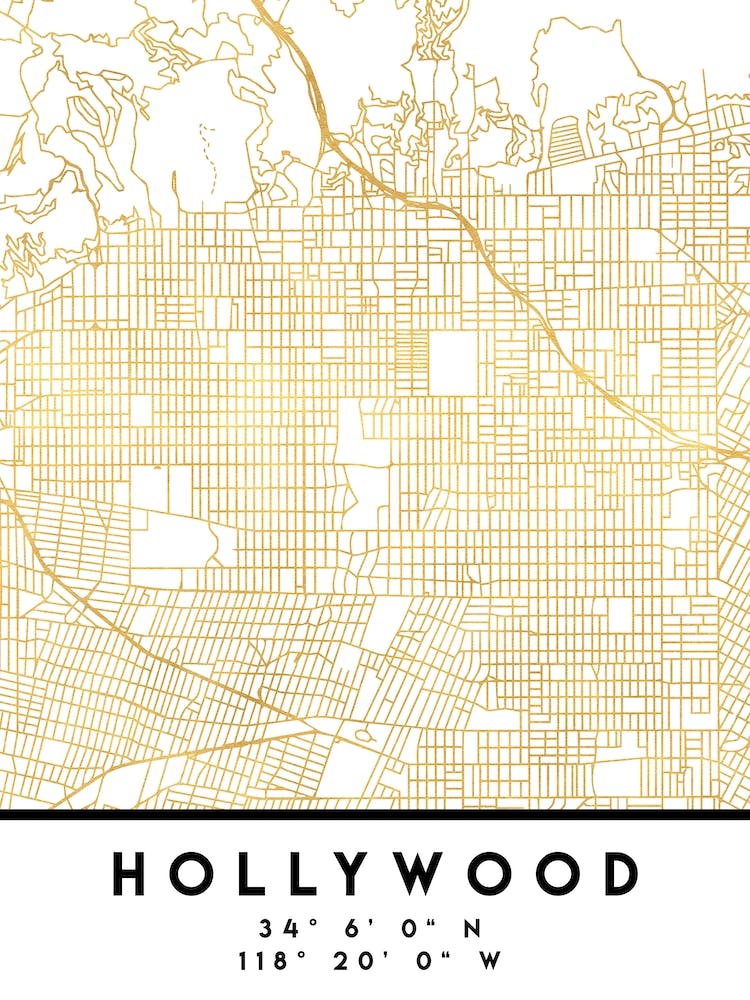 Hollywood California City Street Map
