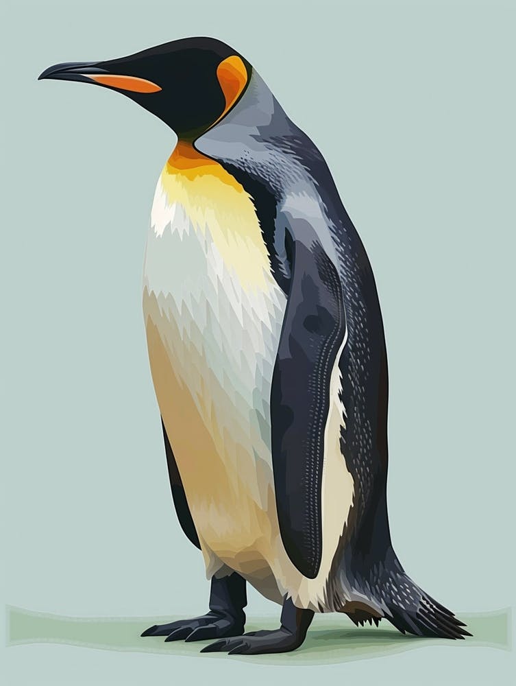 King Penguin Stewart Island Ulva Island Minimalist Illustration 2
