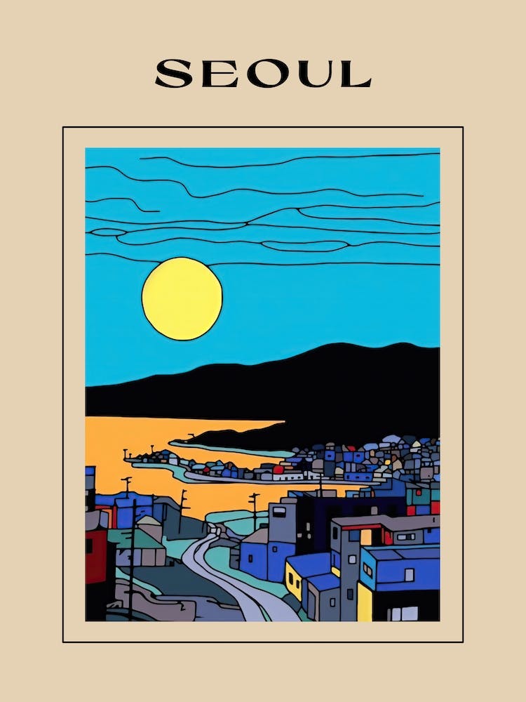 Minimal Design Style Of Seoul, South Korea 4 Poster