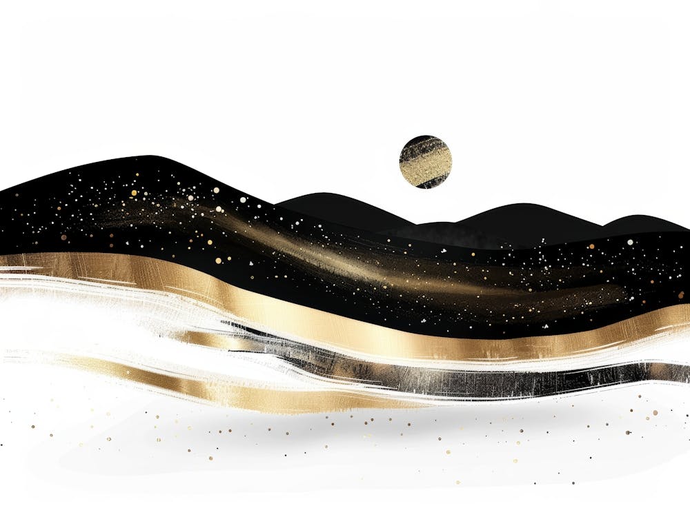 Gold And Black Abstract Painting 107