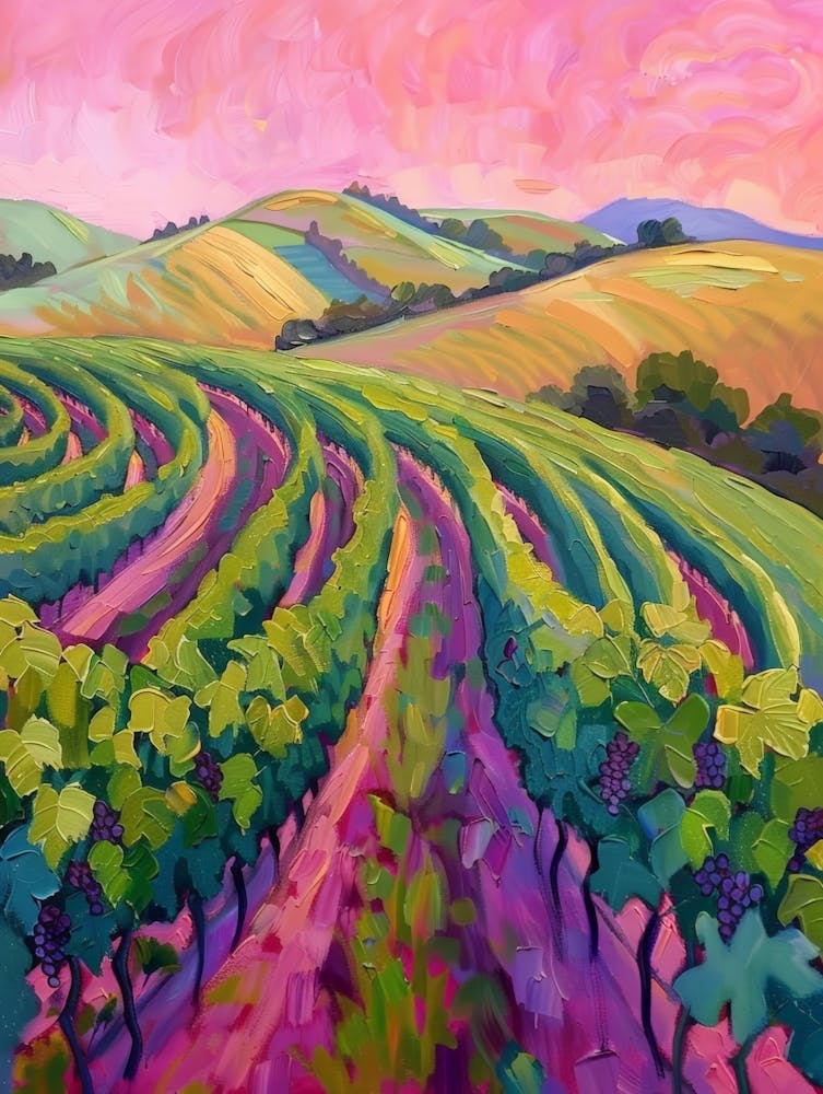 Vineyards At Sunset