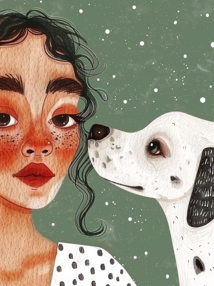 Dalmatian Girl With Dog