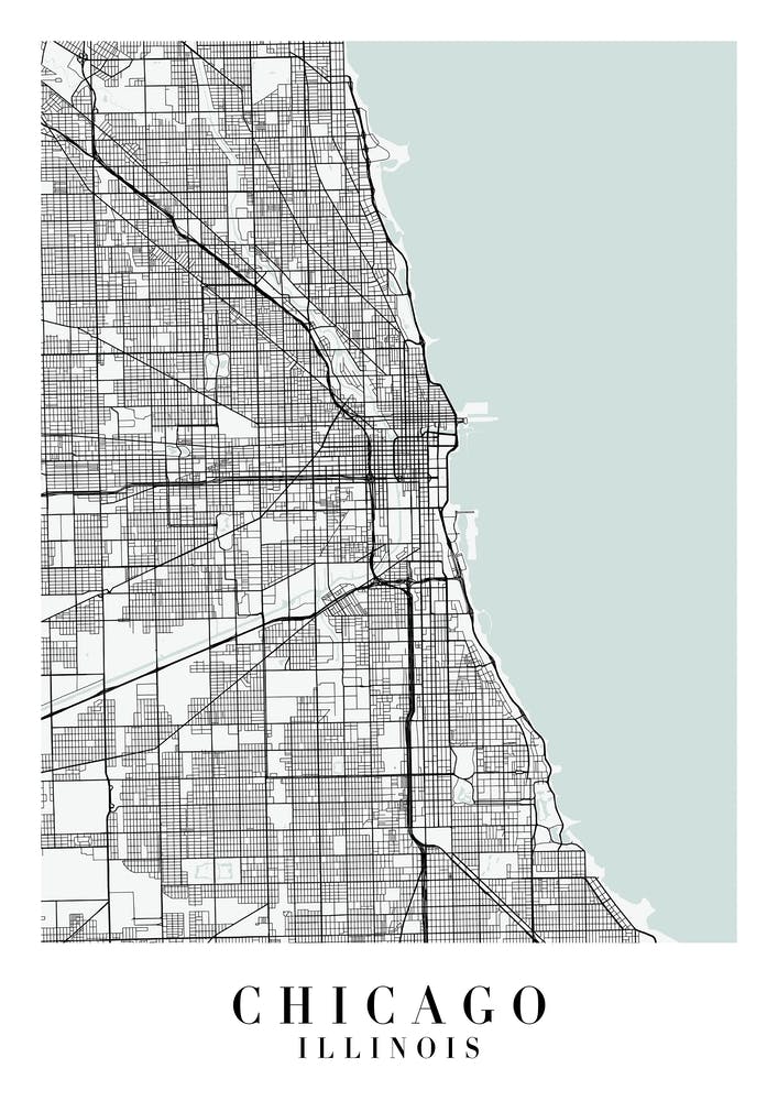 Chicago Illinois Street Map Minimal Color