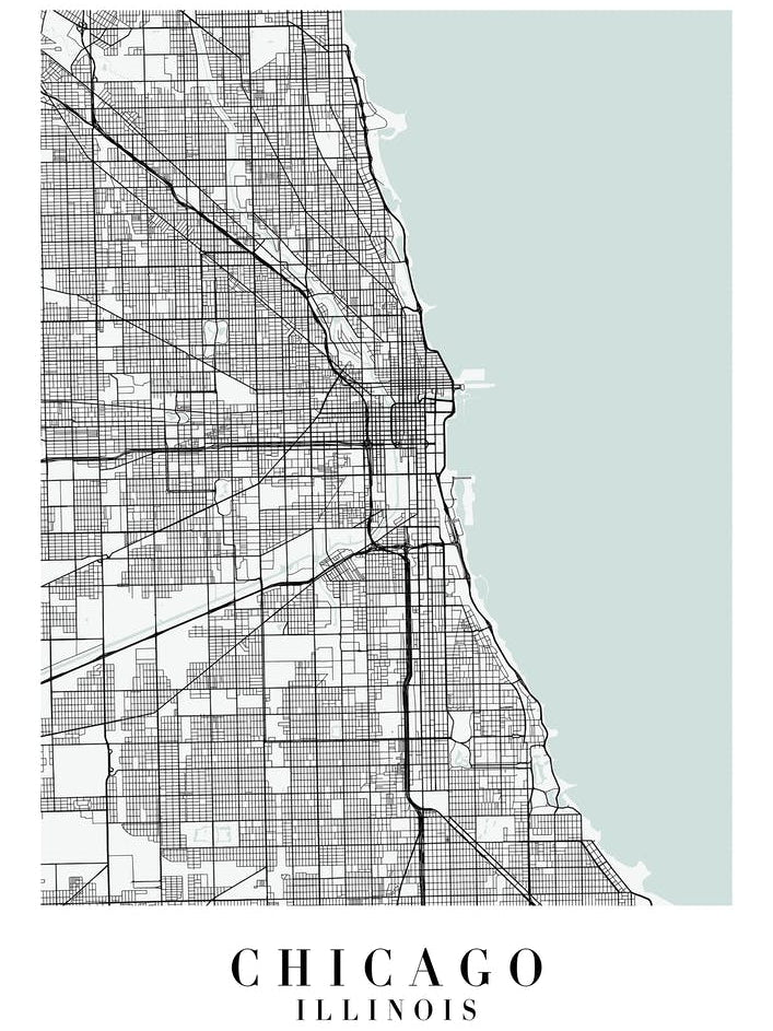 Chicago Illinois Street Map Minimal Color