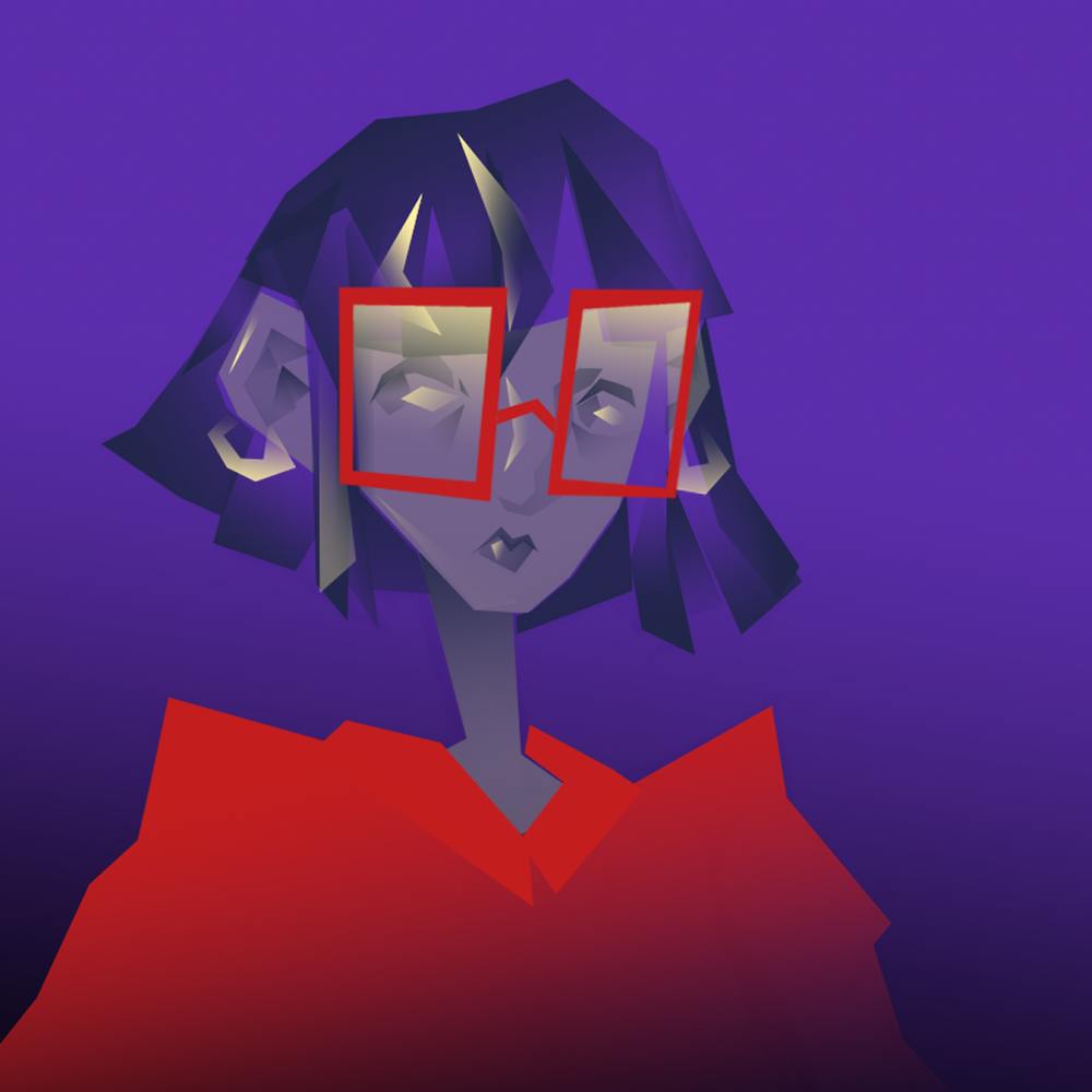 Purple Lady in Red