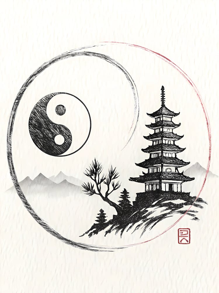 Minimalist Ink Sketch Of Circle And Square Balan