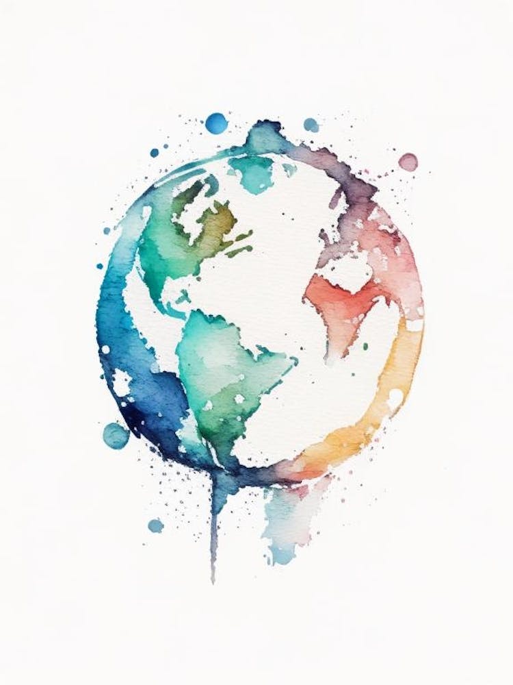 Globe Symbol 1 Minimal Watercolour