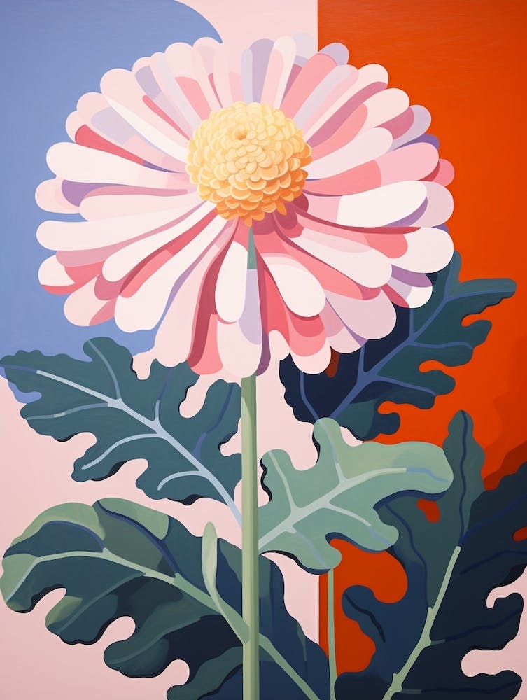 Chrysanthemum 2 Hilma Af Klint Inspired Pastel Flower Painting