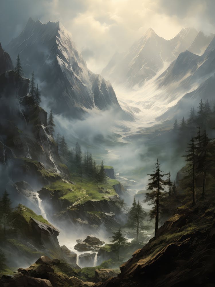 Rustic River Landscape Painting