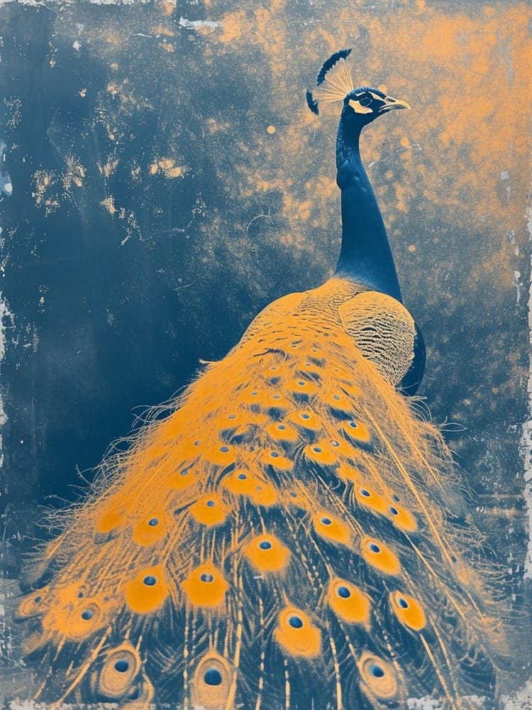 Blue & Orange Peacock In The Wild 4