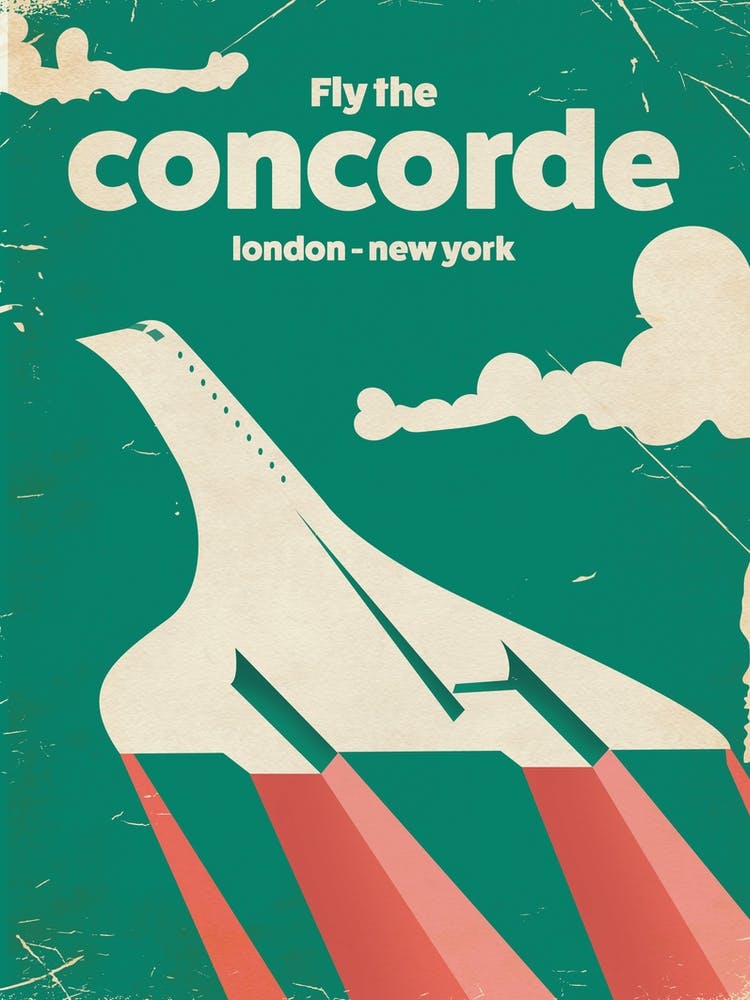Flieg die Concorde London New York Vintage