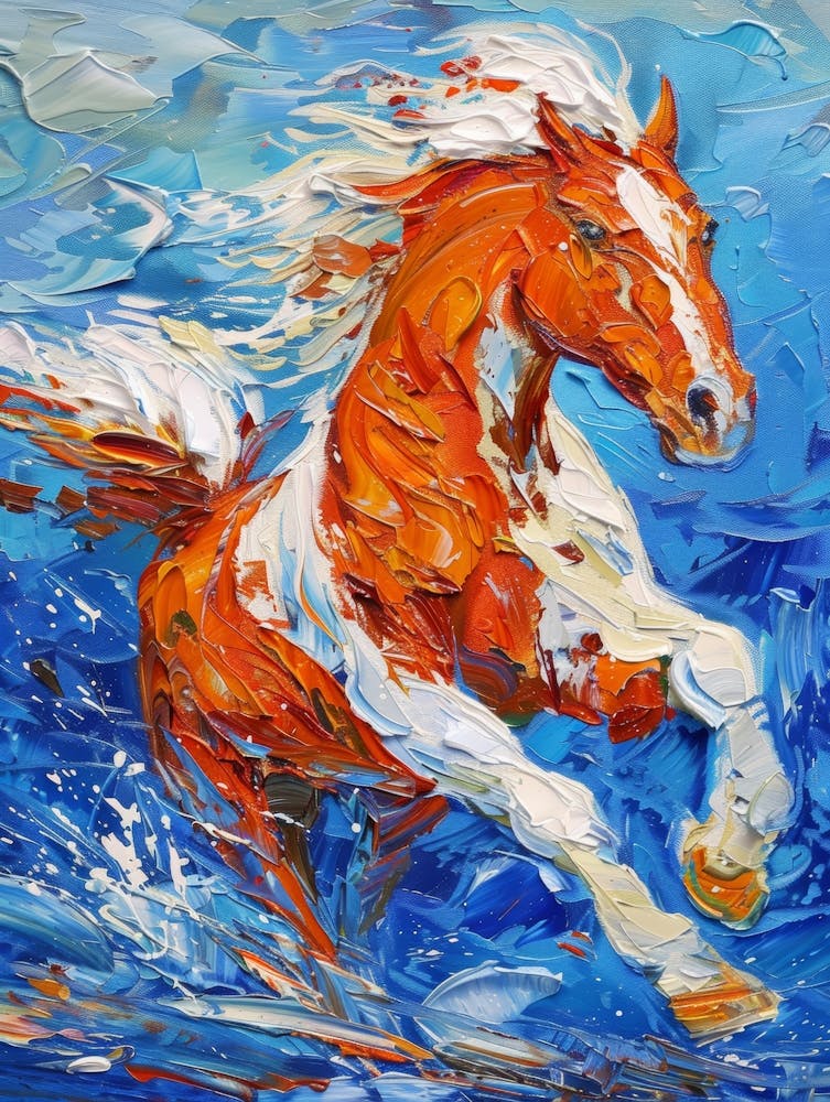 Horse Running In The Water 1